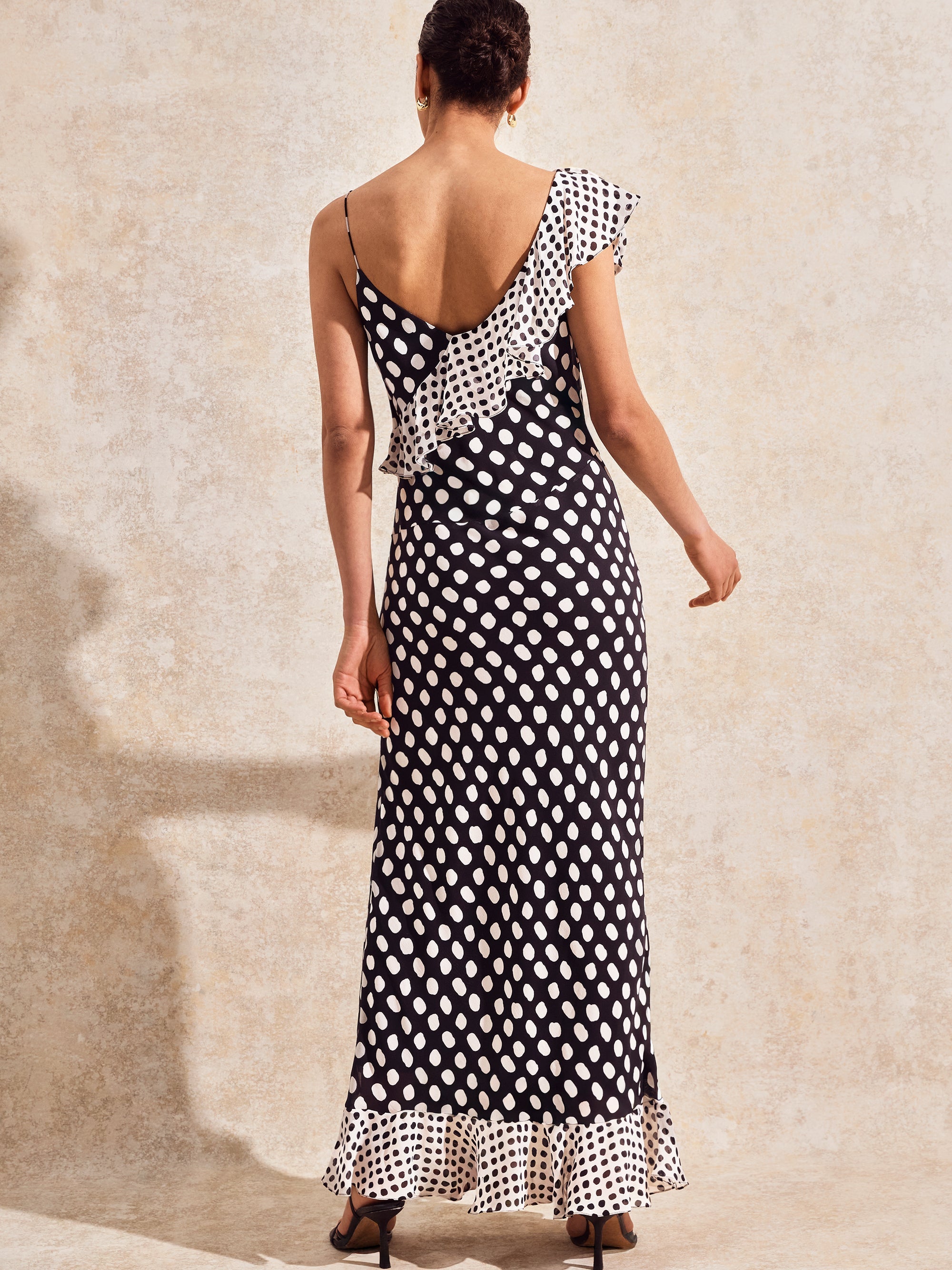 Celeste Corsage-Detail Polka-Dot Dress