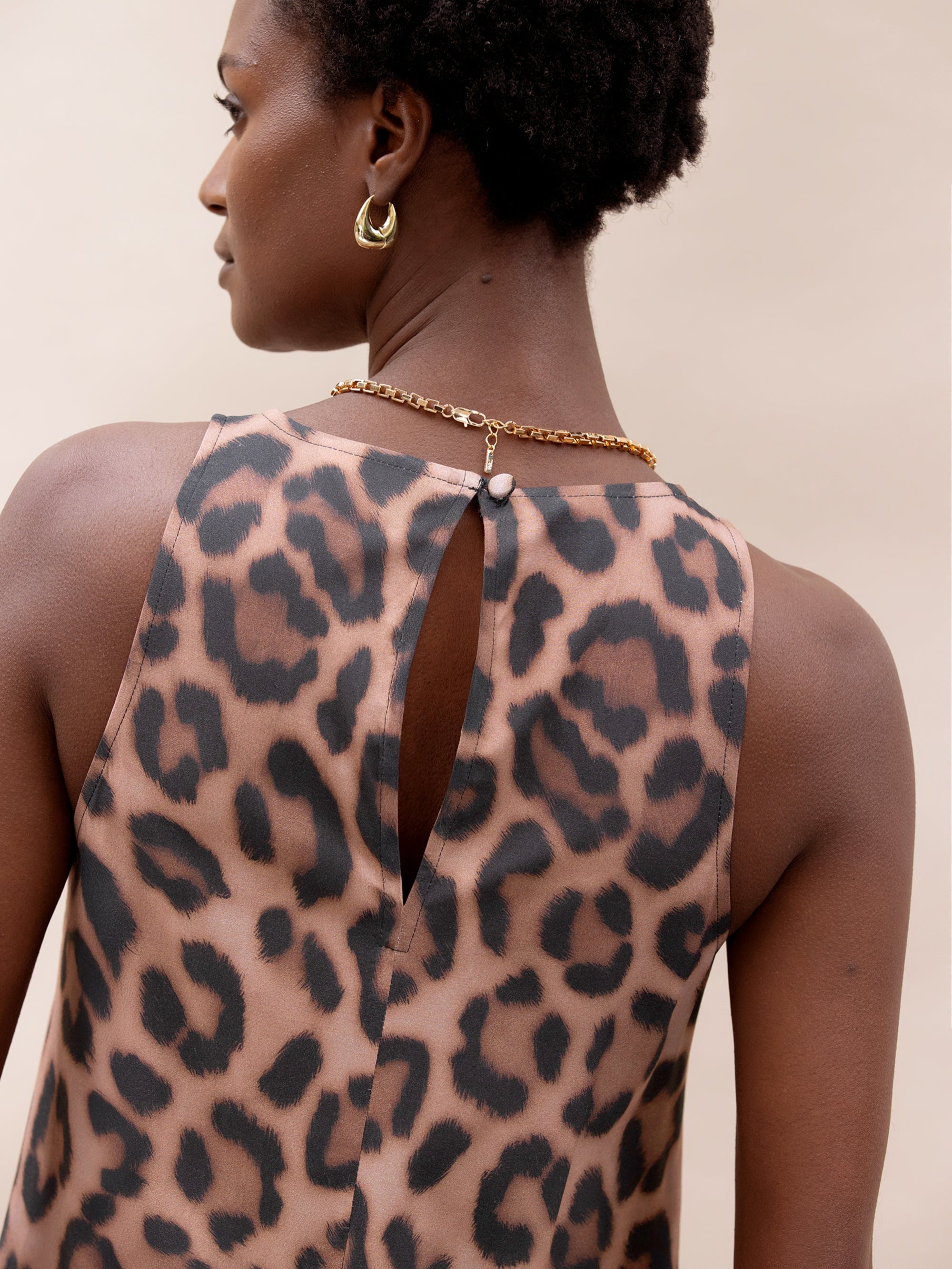 Brown Leopard Print Midi Dress