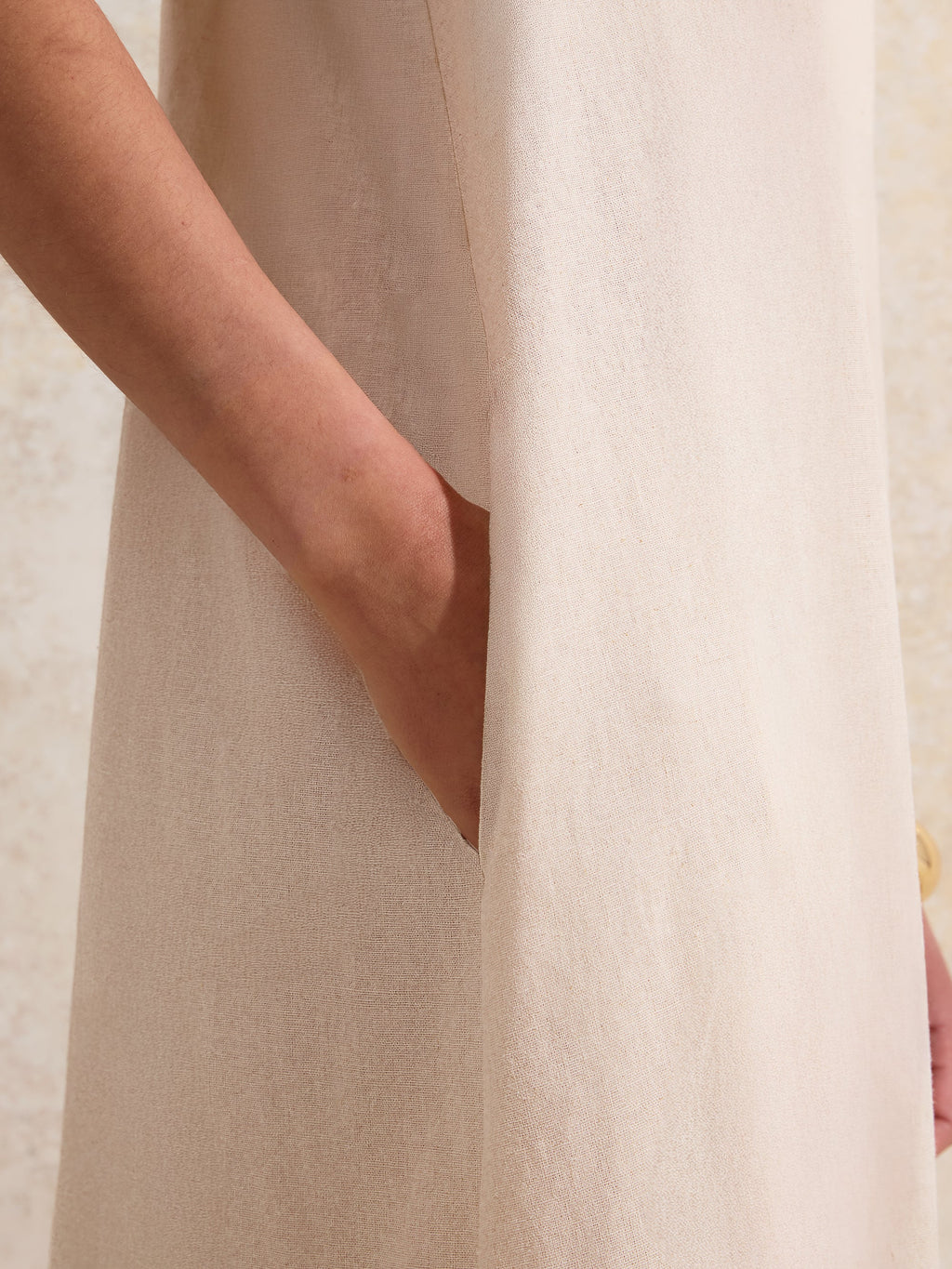 Ecru Tie-Detail Linen-Blend Maxi Dress