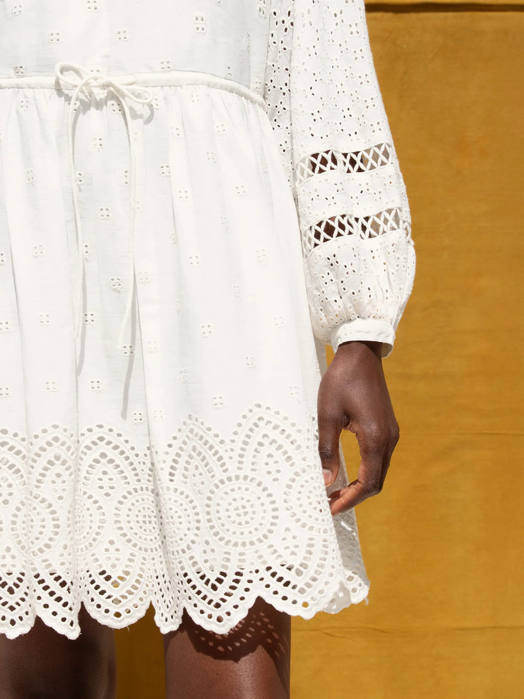 Ivory Mix Broderie Smock Dress