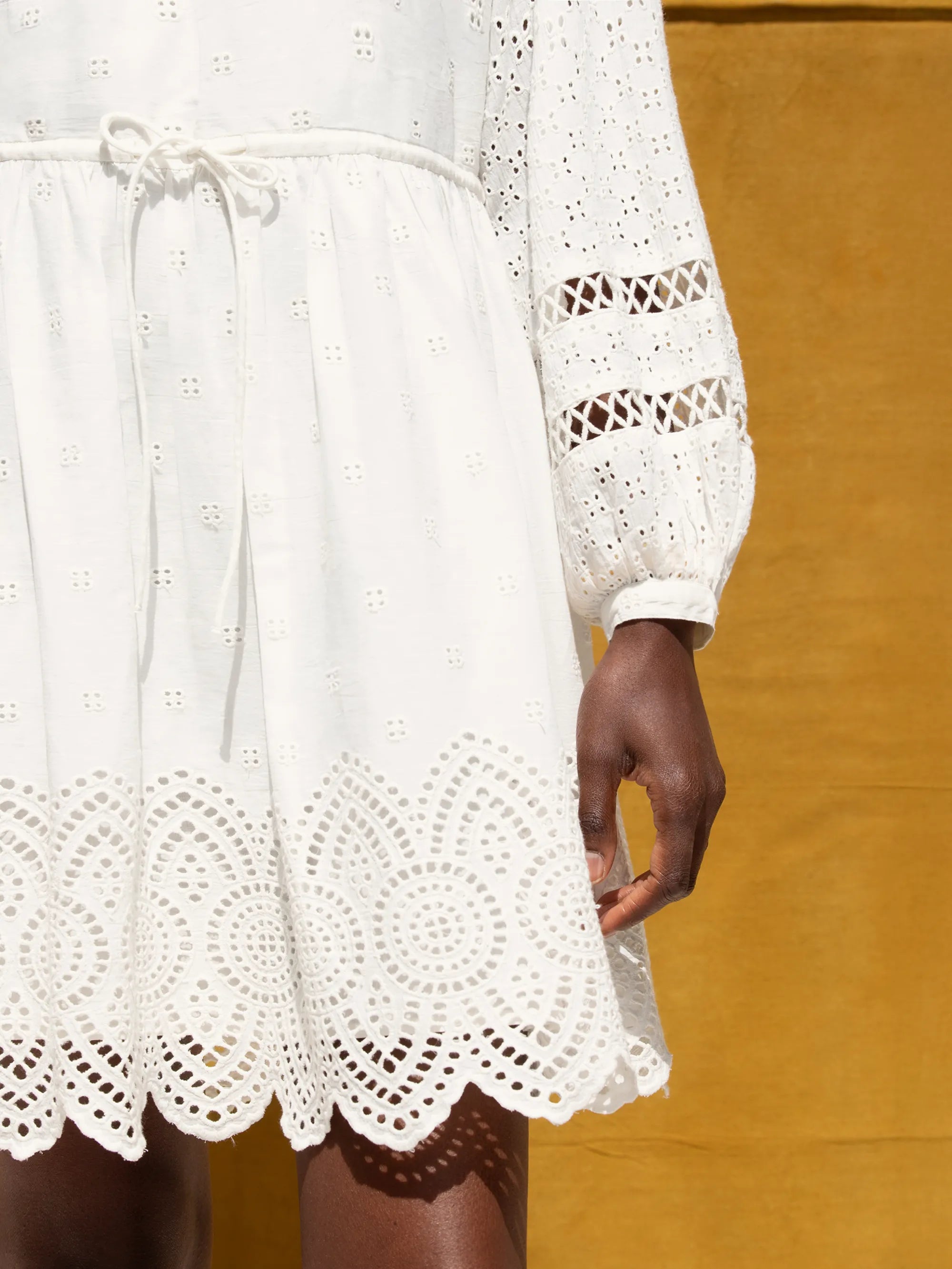 Ivory Mix Broderie Smock Dress