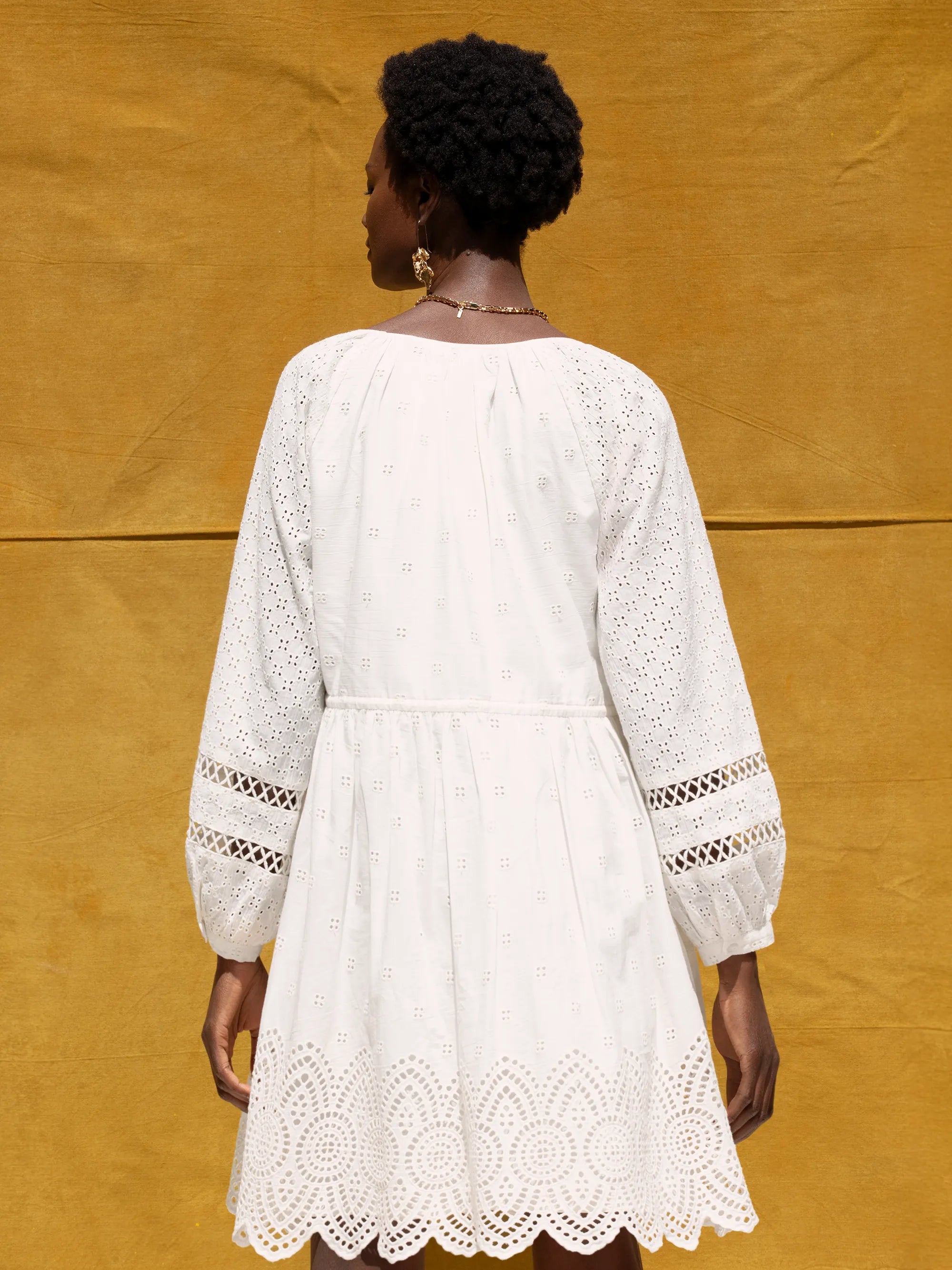 Ivory Mix Broderie Smock Dress