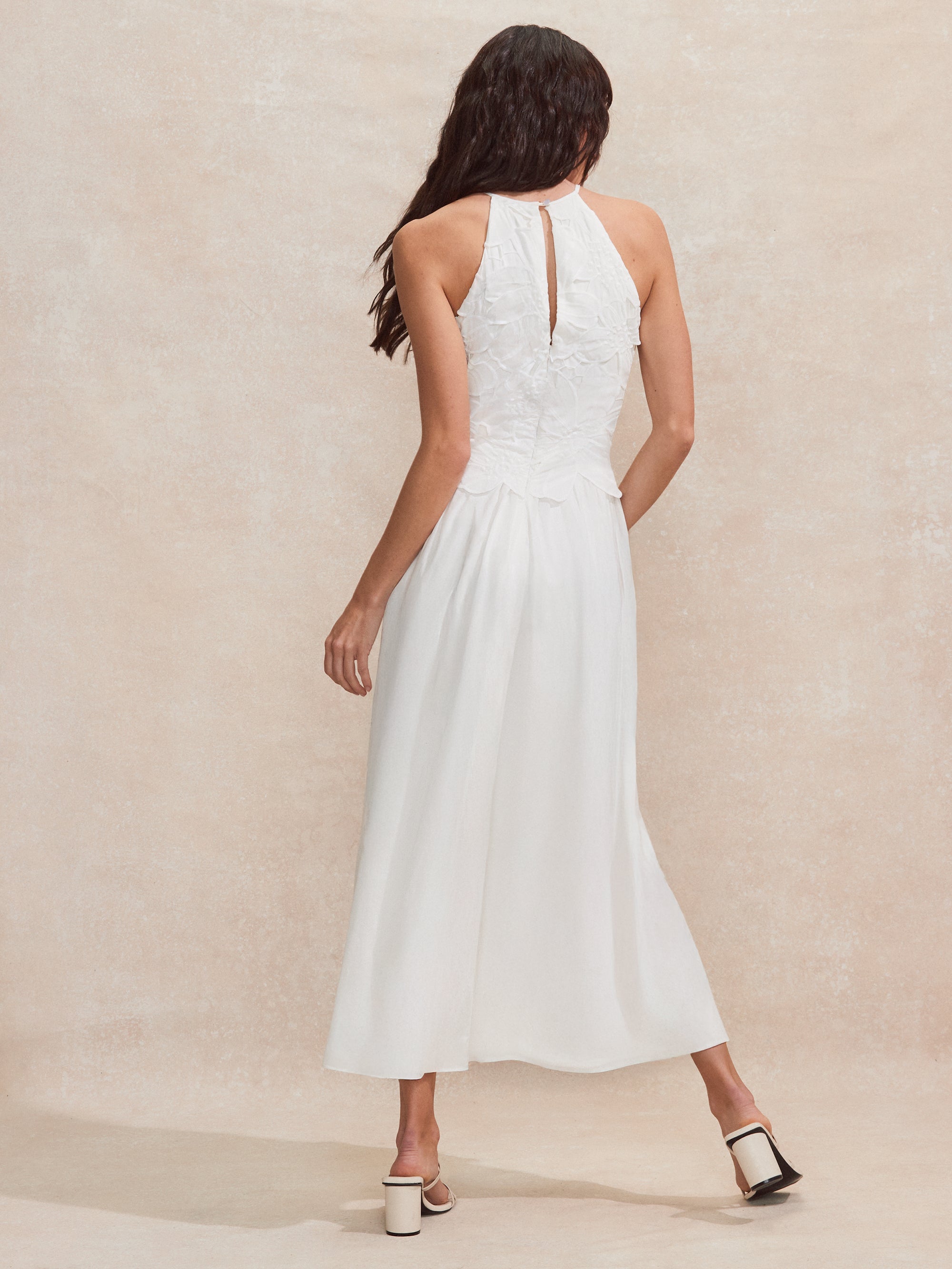 Marina White Floral Cutwork Dress