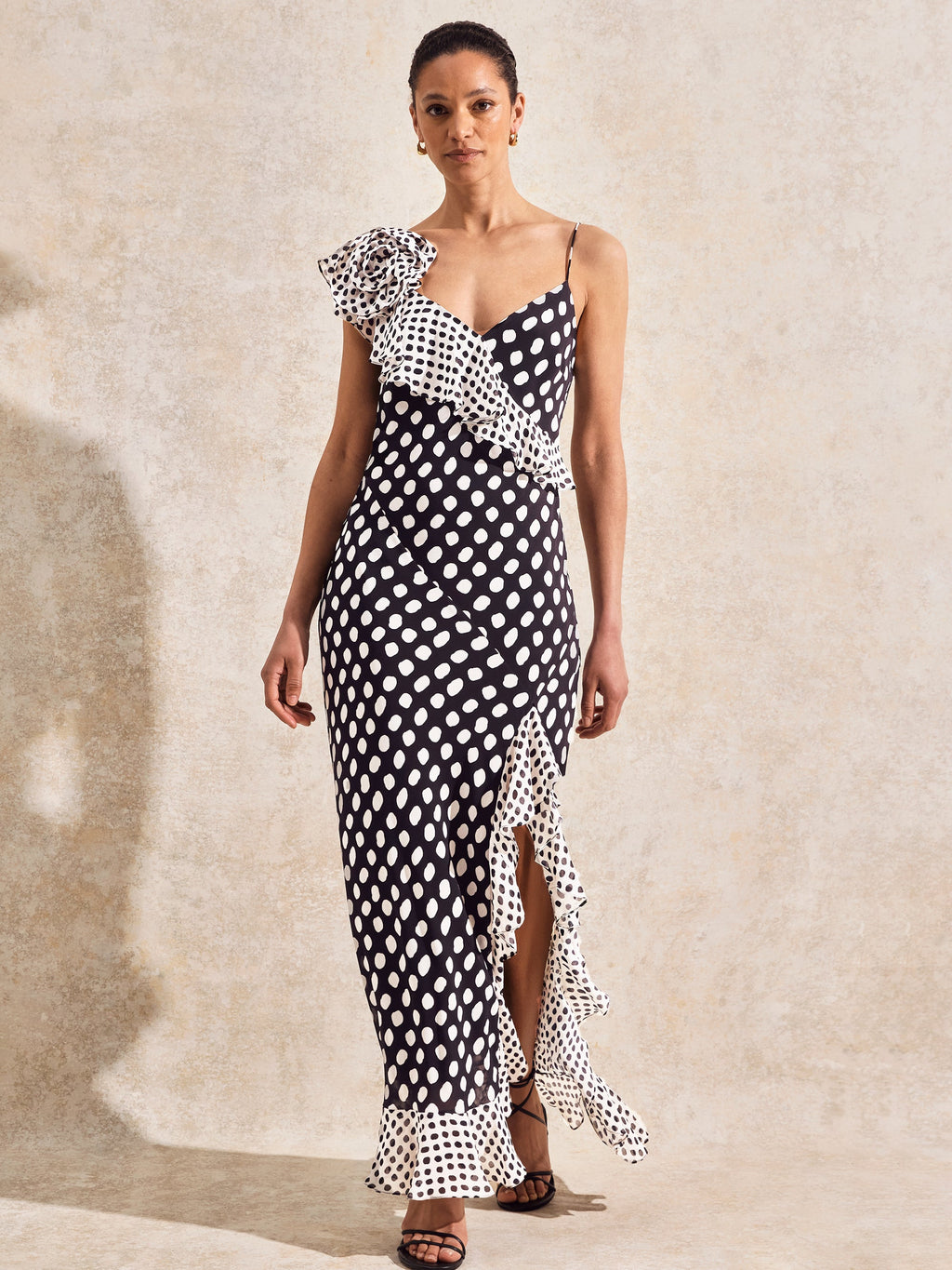 Celeste Corsage-Detail Polka-Dot Dress
