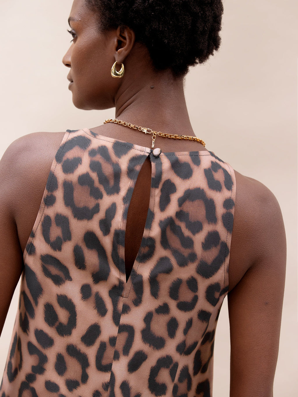 Brown Leopard Print Midi Dress