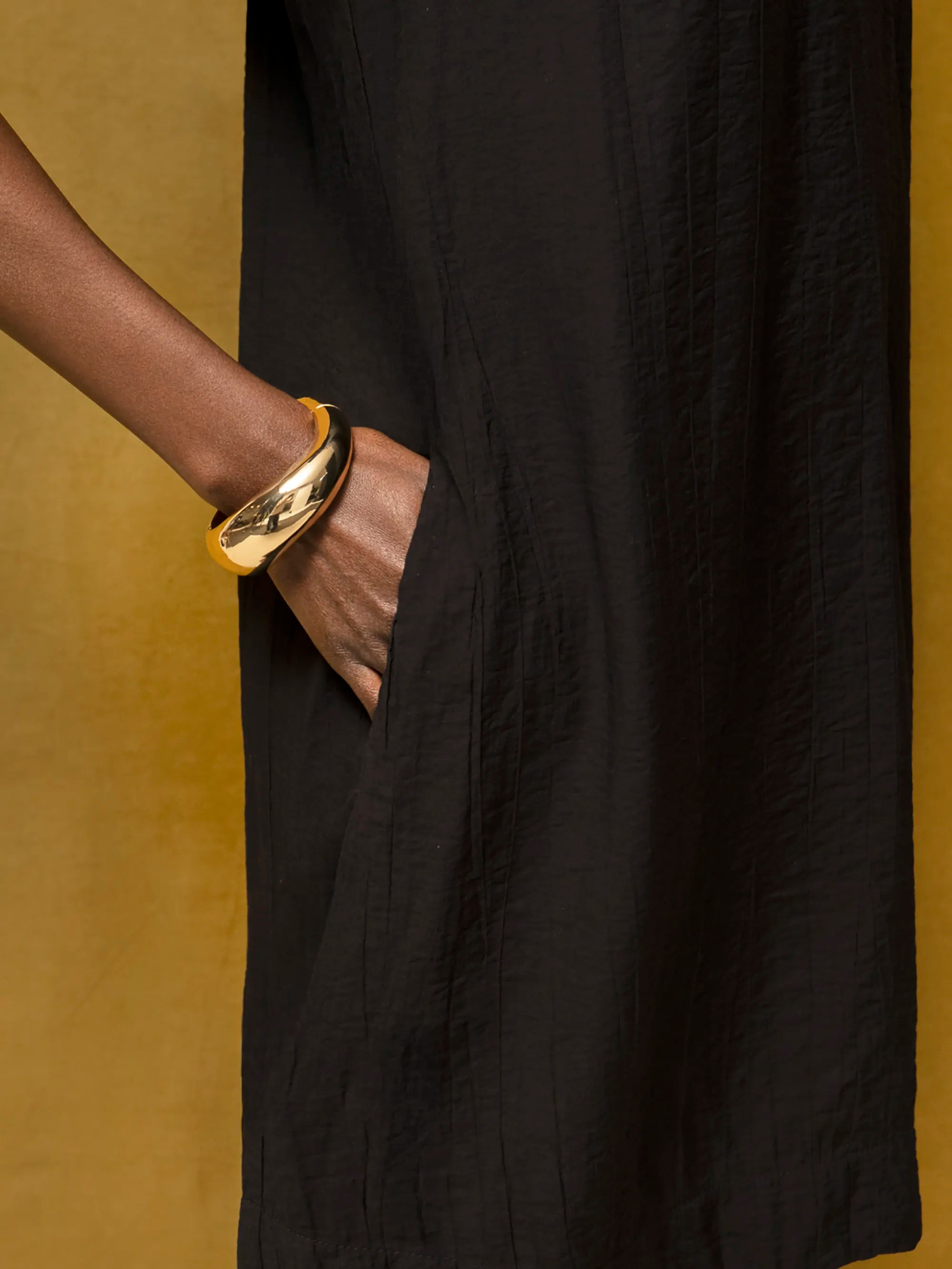 Black Gathered Neck Short Dress